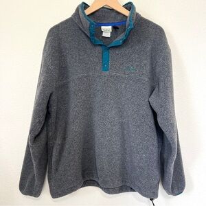Rare Vintage L.L. BEAN Spell Out 1/4 Snap Gray Pullover Fleece Sweatshirt Large